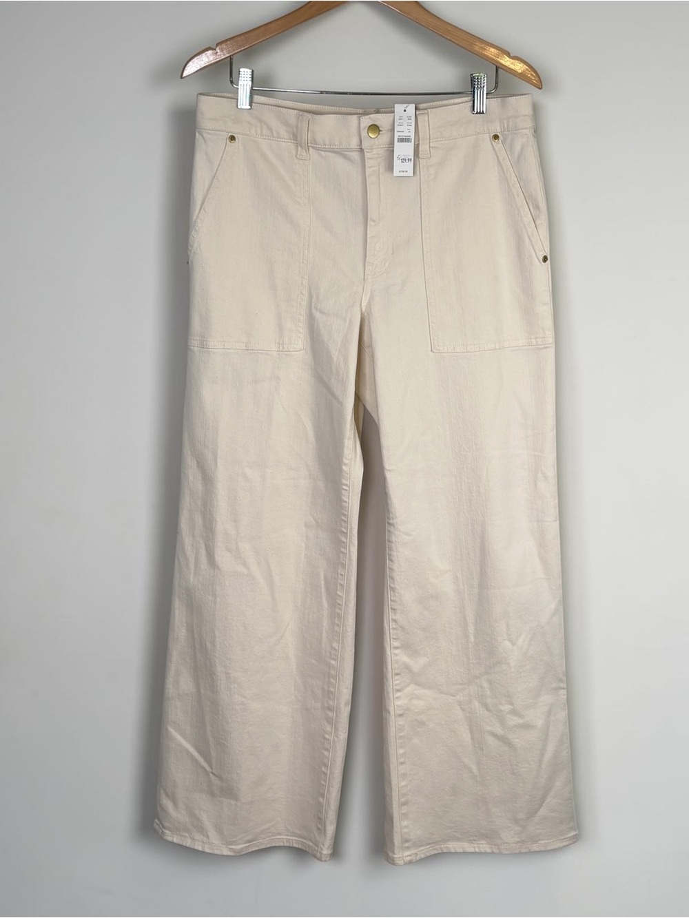 NWT J.Crew Camp Pocket Wide Leg Pants Ecru Cream Denim 29 - Picture 4 of 14